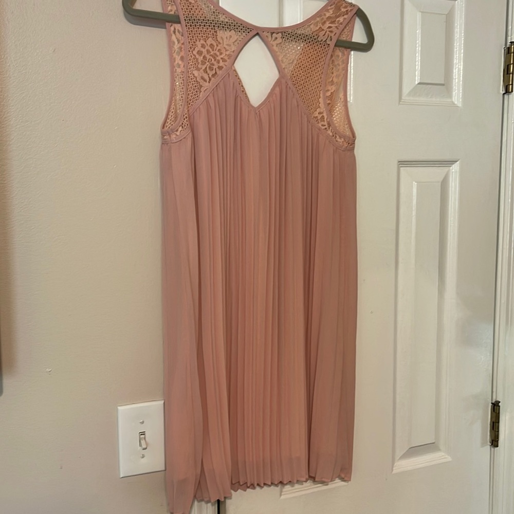 Pink Pleated Flowy Dress